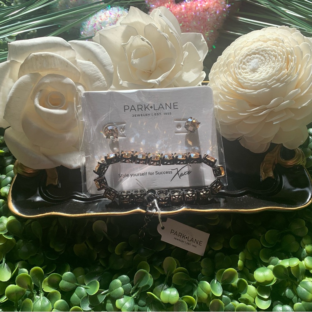 Park Lane “GLOW” Impression Bracelet & Earrings Golden stones SET in hematite. - Picture 8 of 14